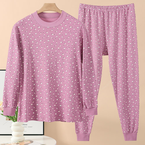 老人纯棉秋衣秋裤女士加肥加大码