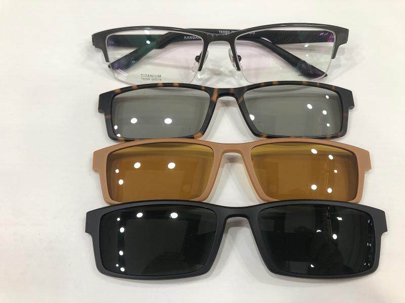 袋鼠眼镜架 配近视镜多功能套镜偏光太阳镜夜视吸片 纯钛架 T8308