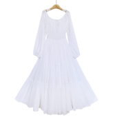 复古收腰显瘦短袖 文艺大摆女裙2026春夏新款 法式 连衣裙大摆裙长裙