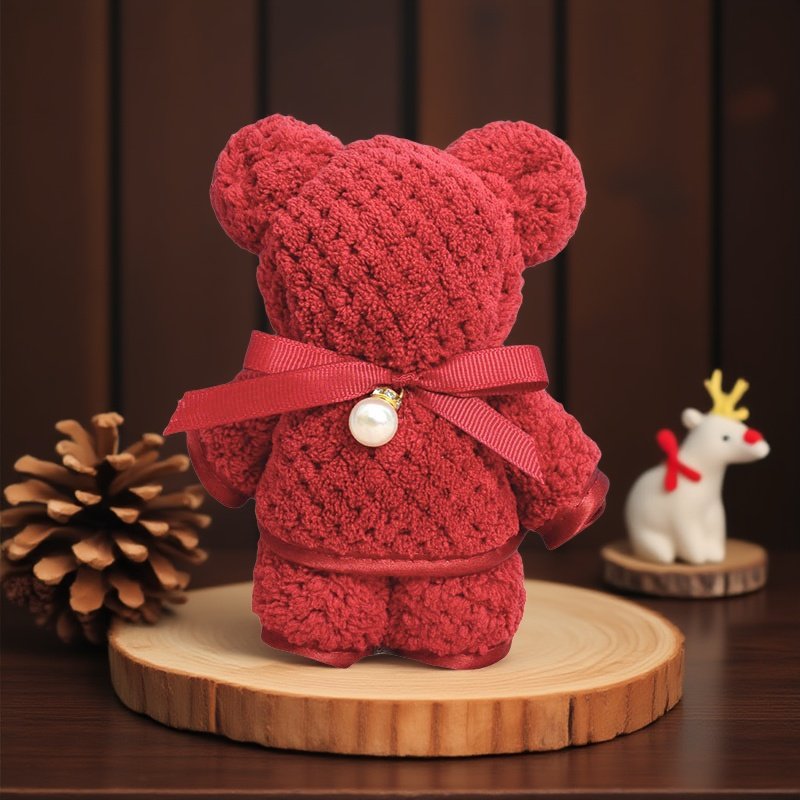 毛巾礼品珊瑚绒小熊中号红毛巾节日生日婚礼回礼伴手礼生日宴可爱