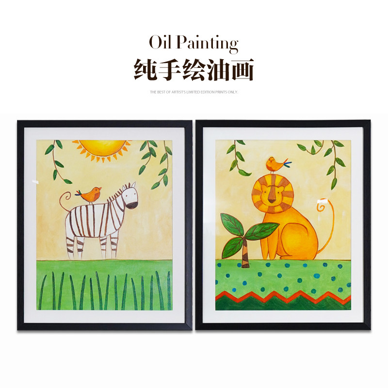 瑞杰 手绘油画 《童真》 儿童房装饰画 卡通人物画 卧室床头挂画