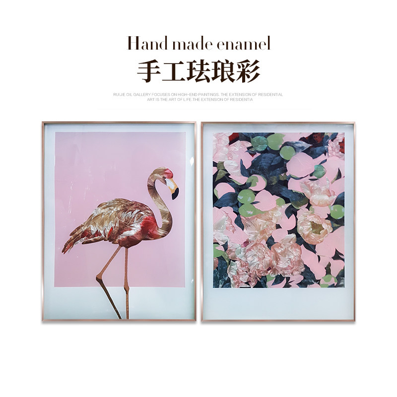 客厅沙发背景墙珐琅彩画