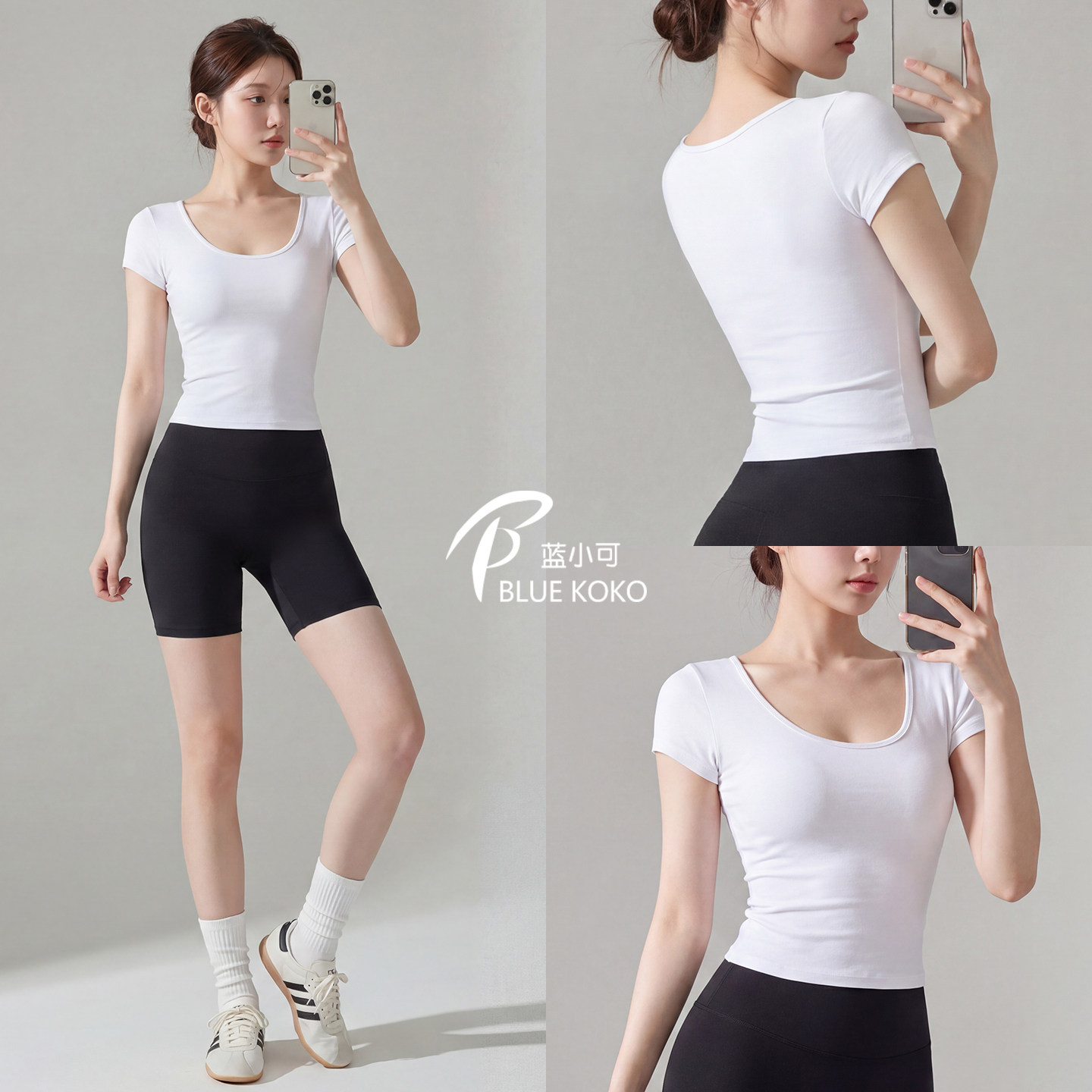 蓝小可Blue普拉提训练瑜伽服短袖图片