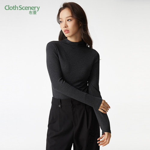 布景冬季新品女士针织长袖高领打底衫1275