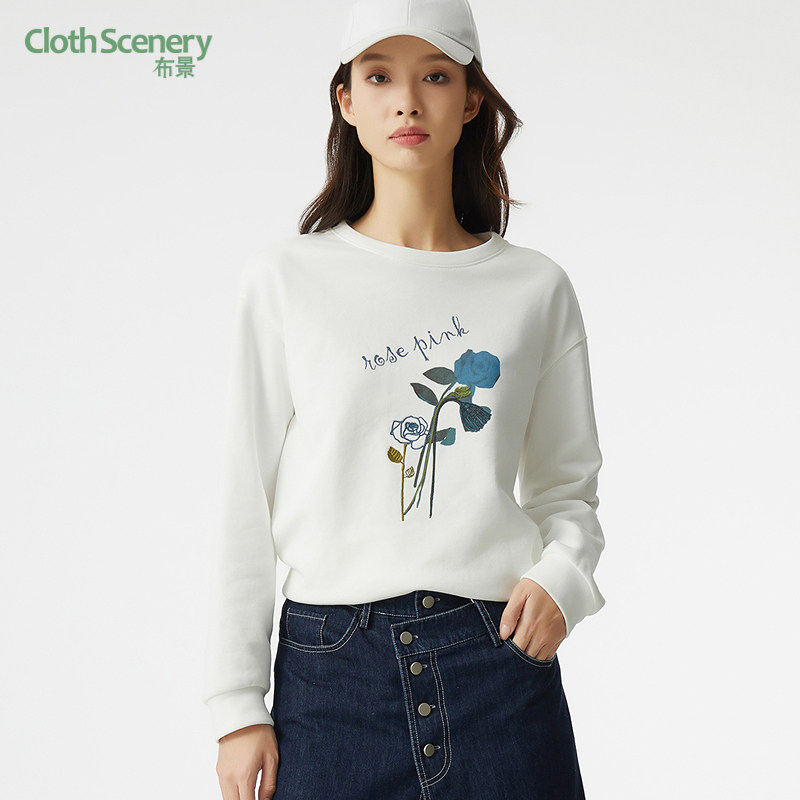 布景女装秋季新品圆领套头卫衣0140