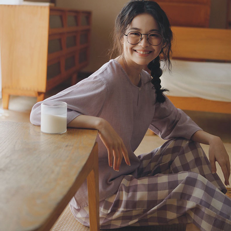 全棉时代日系无印双层纱布睡衣薄