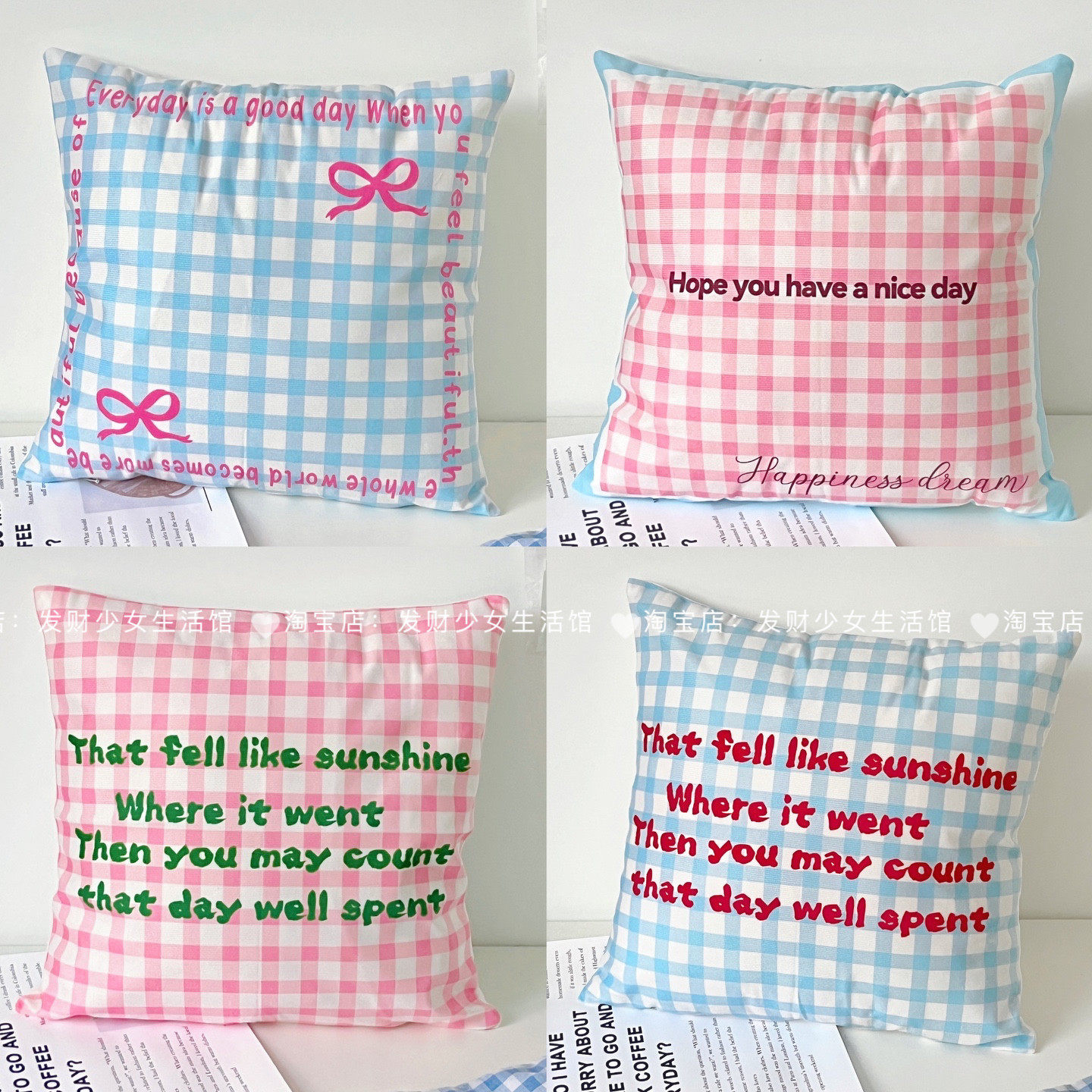 抱枕靠垫沙发可爱格子床头靠枕卧室客厅可拆洗枕套车载护腰垫枕头