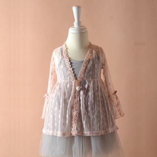 2023春夏海边度假防晒衫女童夏季蕾丝披肩外套儿童百搭坎肩开衫潮