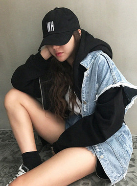 韩国秋季做旧水洗马甲坎肩韩版宽松街头时尚外套破洞无袖牛仔背心