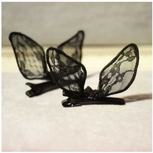 兔耳朵发夹蝴蝶发卡头饰志玲款留海夹顶夹日韩少女超仙网红蕾丝夹