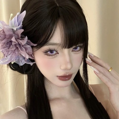 紫色花海超仙百合花朵抓夹海葵花朵发夹氛围感对镜拍美丽尤物头饰