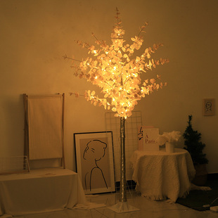 跨境LED景观树灯尤加利叶节日装饰彩灯发光树仿真绿植直播间背景