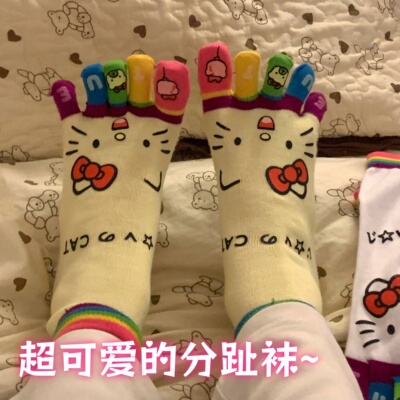 可爱kt猫五指袜女生可爱吸汗防臭