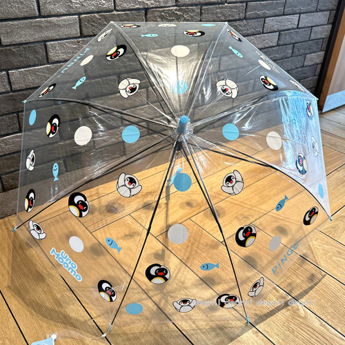 pingu企鹅儿童透明直柄雨伞