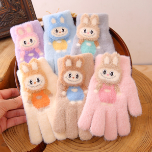 2025新款女童五指手套拉布布儿童秋冬季保暖防冻可爱男孩分指手袜