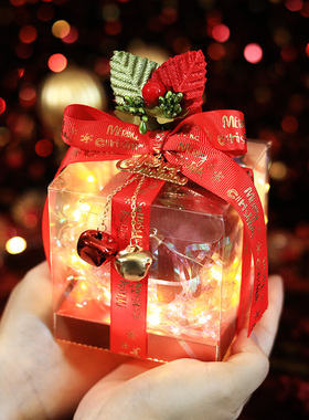 圣诞节巧克力苹果包装盒红色平安夜圣诞节礼物苹果盒透明平安果盒