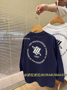 波拉童装 Tee衫 中大童男女童字母街舞长袖 圆领打底衫 T恤衫 2025秋装