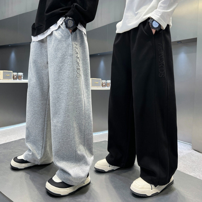 波拉童装男童纯色卫裤秋季2025休闲男孩春秋款裤子中大儿童装长裤