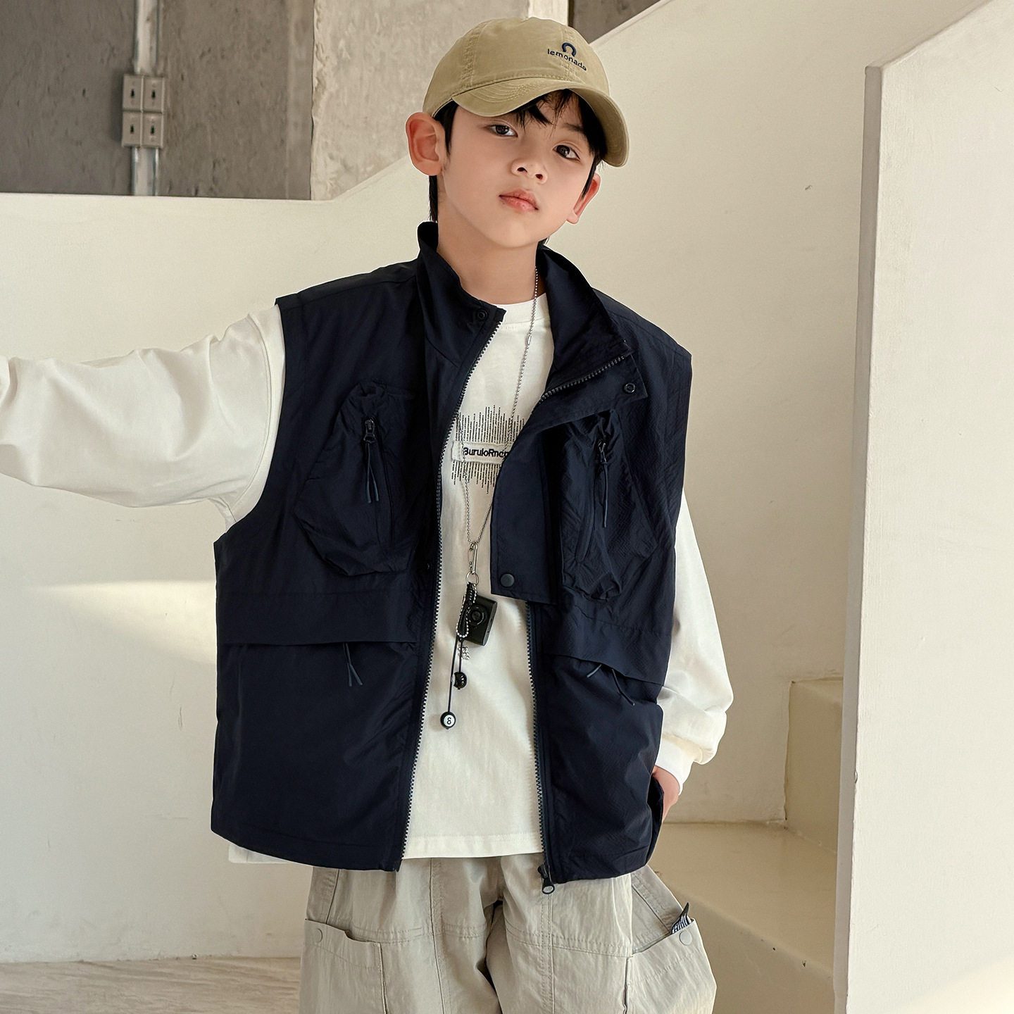2026春装波拉童装男童女童马甲外套痞帅中大童儿童装春季坎肩背心