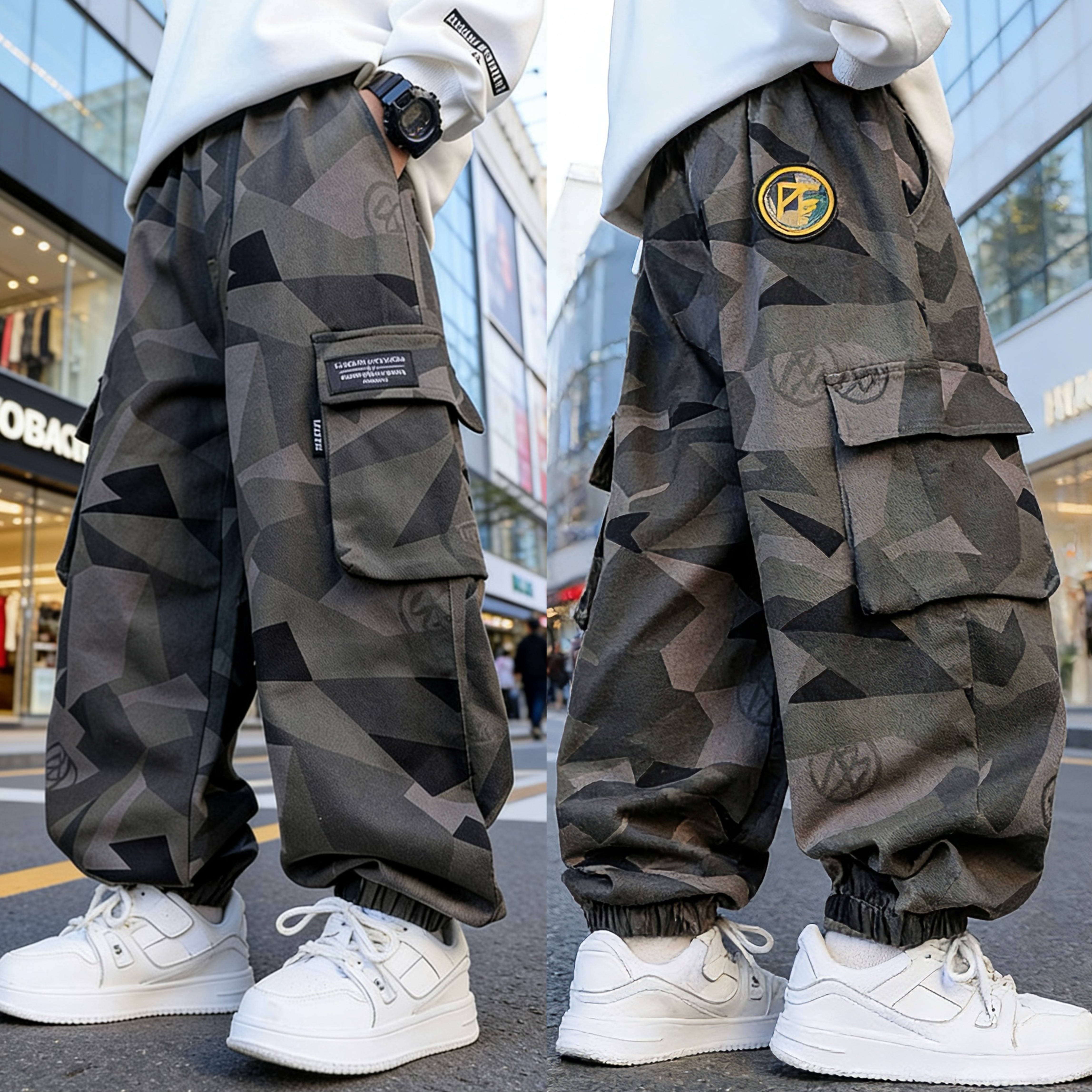 2026春装波拉童装男女童儿童迷彩裤工装裤大口袋休闲裤束脚长裤