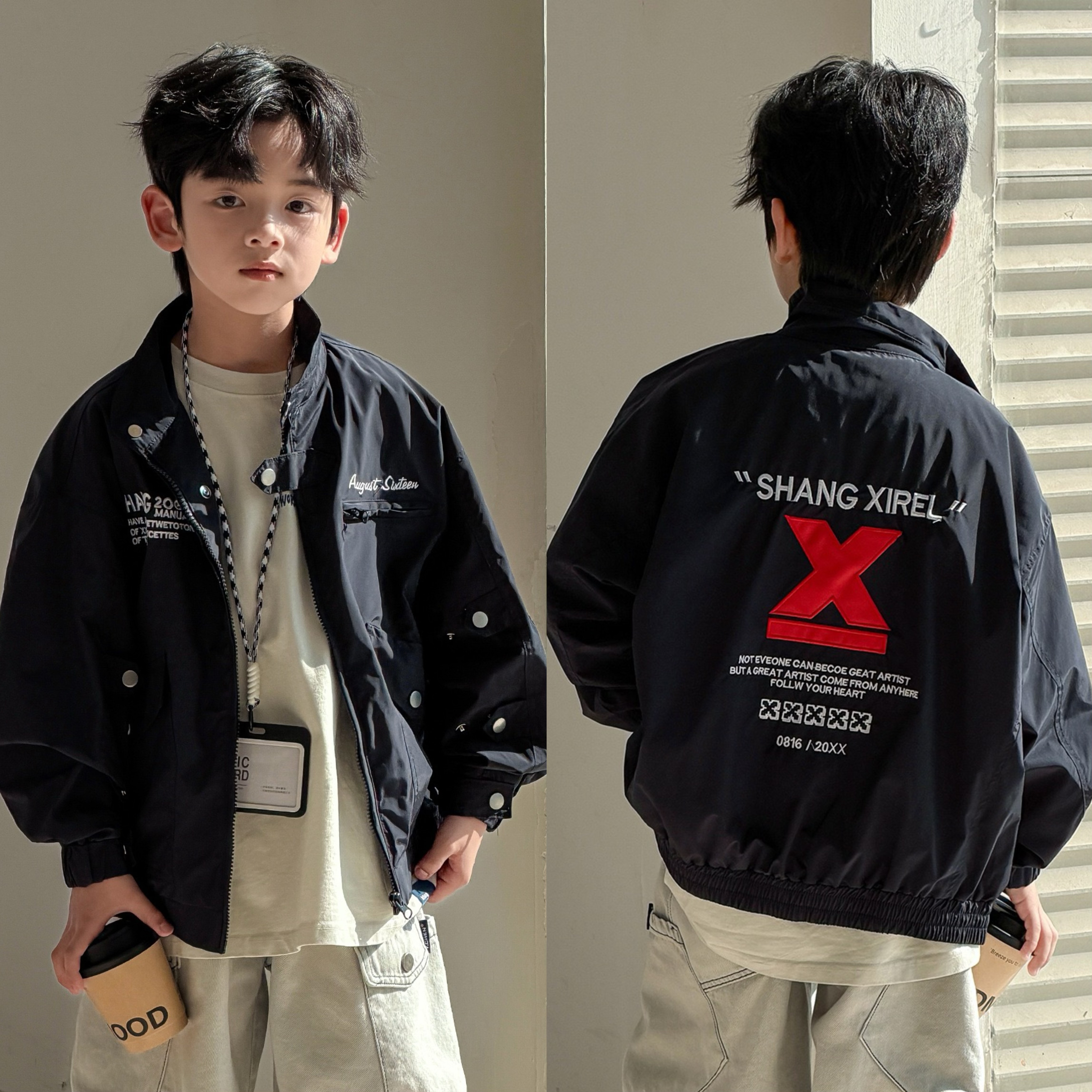 2026春装波拉童装男童女童痞帅炸街工装棒球夹克外套立领机车夹克