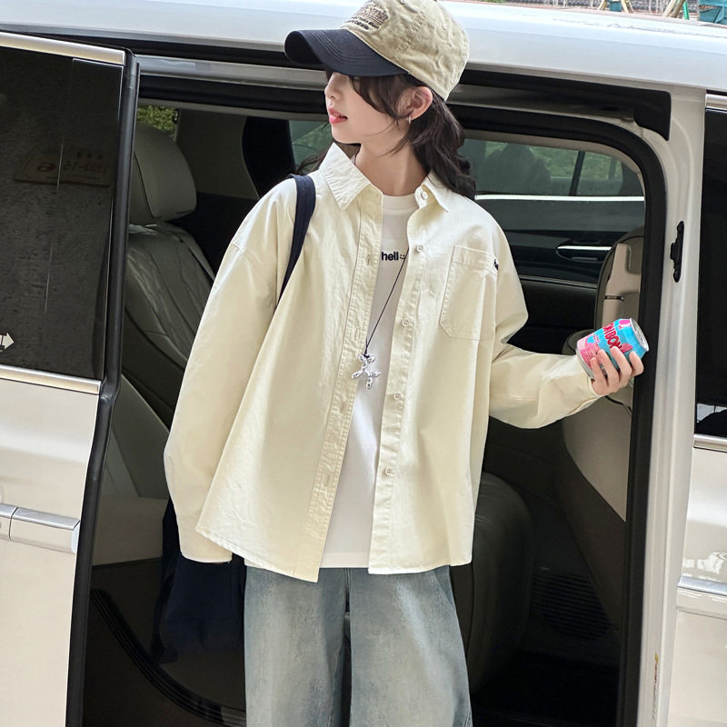 波拉童装女童衬衫外套秋款2026秋装大童韩系休闲上衣儿童超好看衬