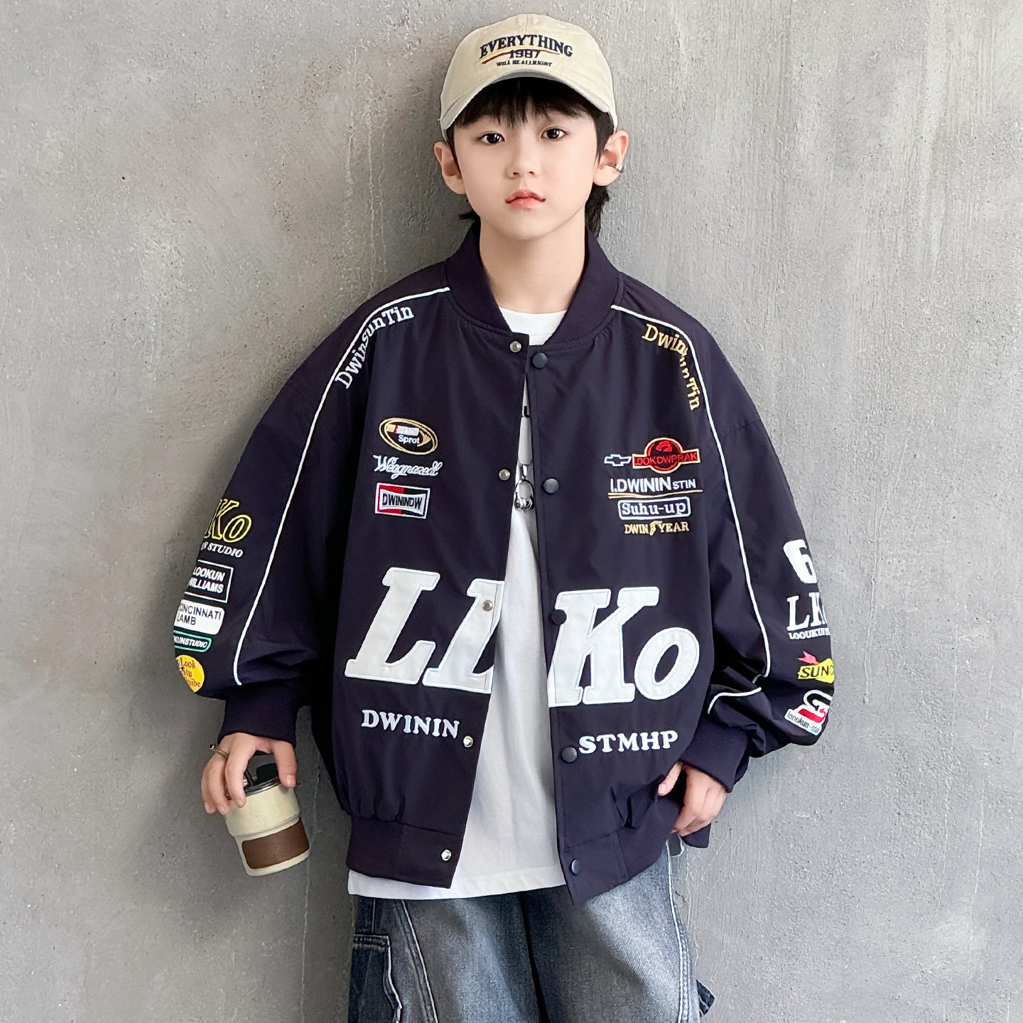 波拉童装男童棒球服外套春秋款2026秋装秋季男孩痞帅风机车服夹克