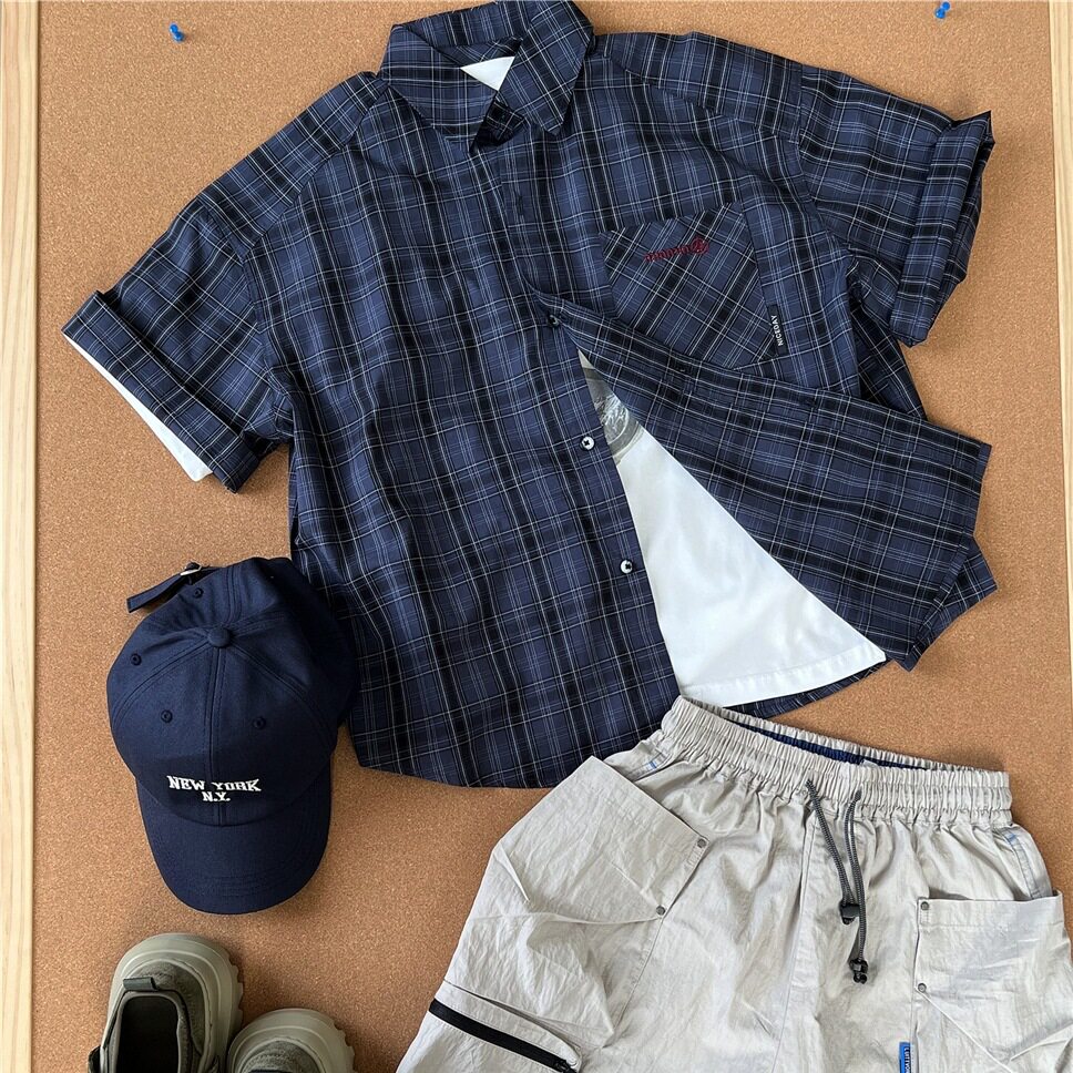 波拉童装夏款儿童短袖衬衣实体专柜男孩凉感衬衫女孩宽松上衣洋气