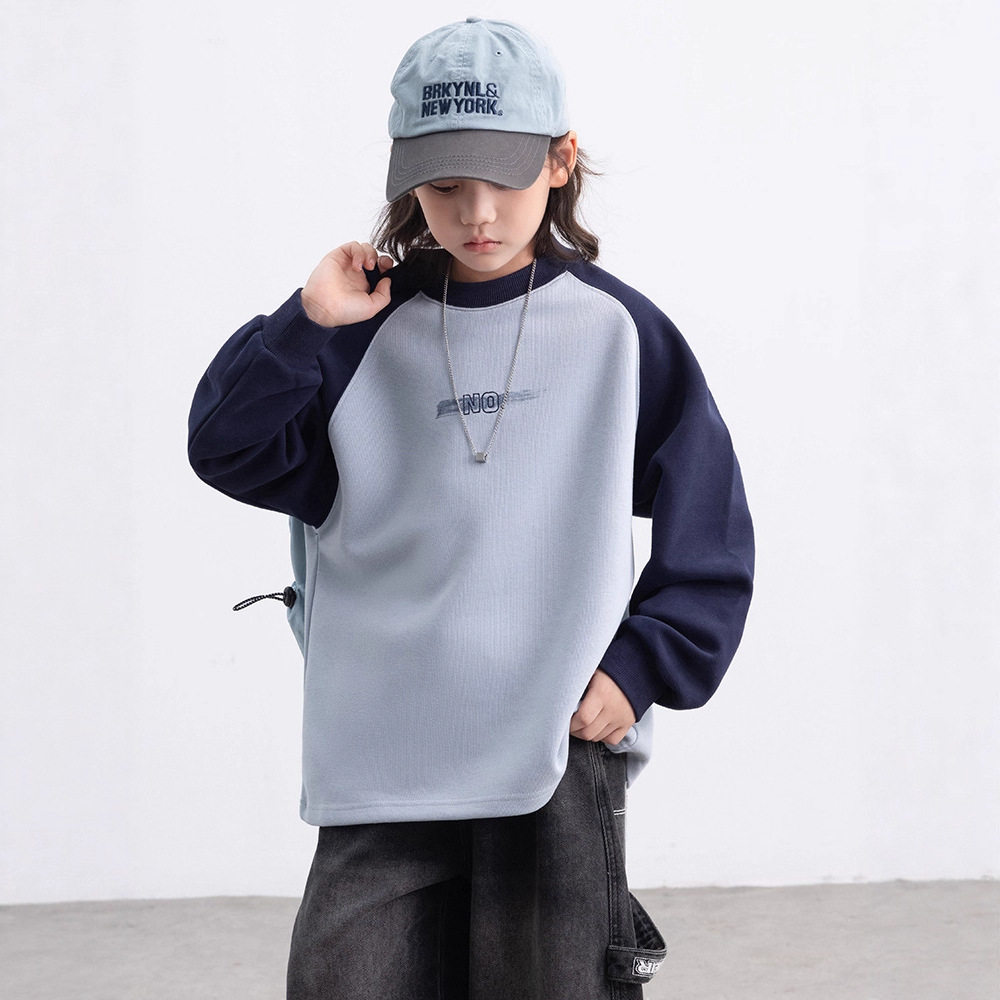 波拉童装男童加绒卫衣秋冬款2025大儿童装冬季一体绒加厚打底上衣