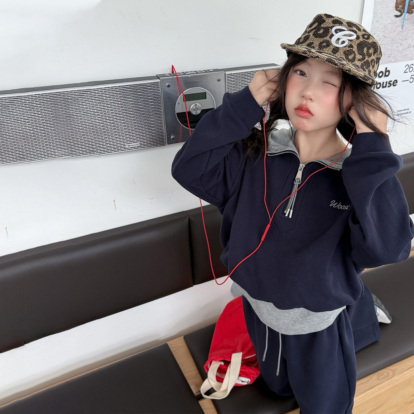 波拉童装女童套装秋装2026秋装秋季中大童假两件卫衣休闲裤两件套