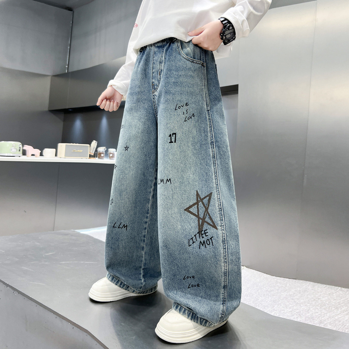 波拉童装儿童装男童秋装裤子2026秋装春秋款中大童直筒牛仔裤秋季