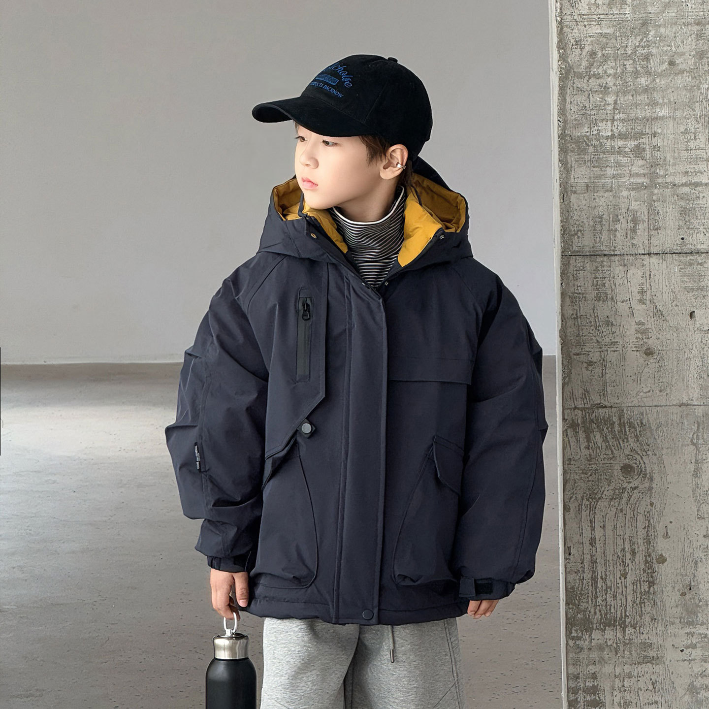 波拉童装男童大童棉衣2025秋冬季保暖加厚冲锋衣儿童棉袄夹棉