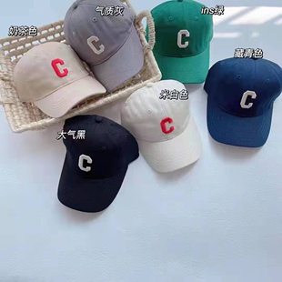 现货波拉韩国童装男童女童中大童宝宝2023夏街舞字母鸭舌帽遮阳帽