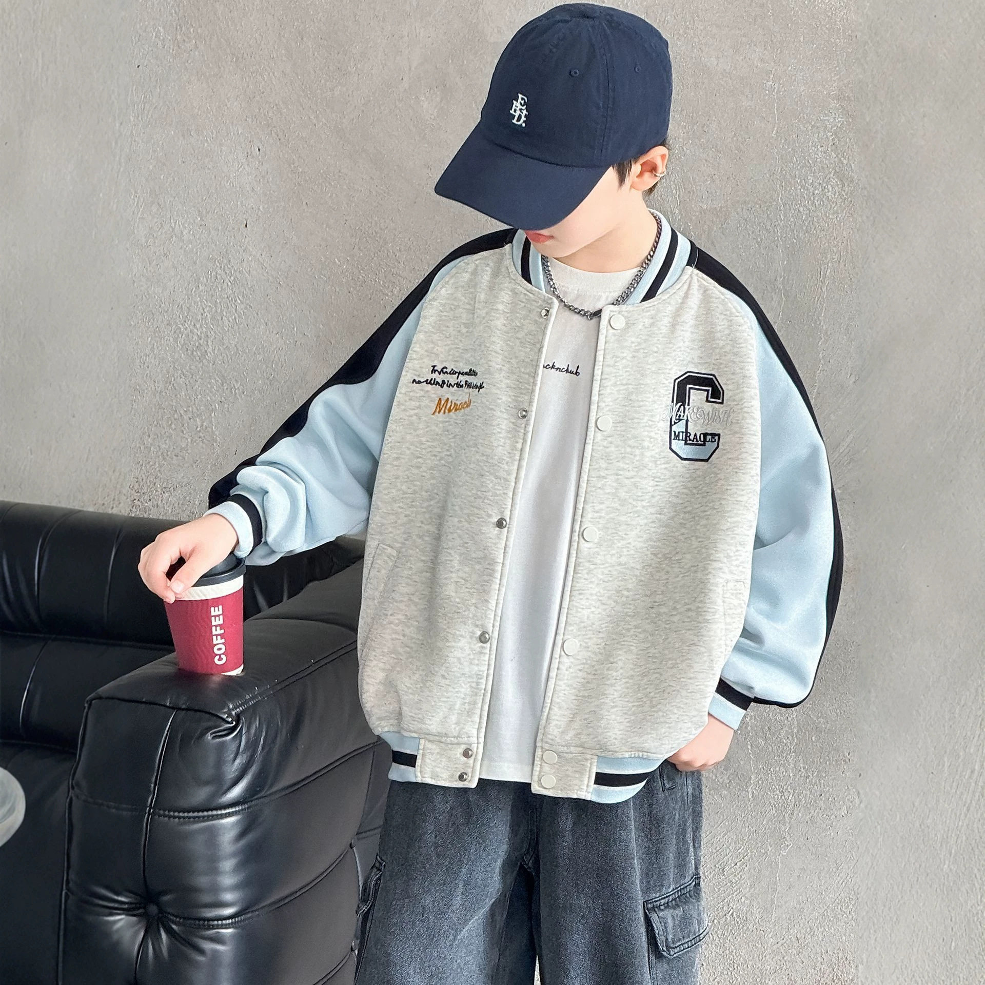 波拉童装男童棒球服外套春秋款2026秋装大儿童装痞帅炸街秋装休闲