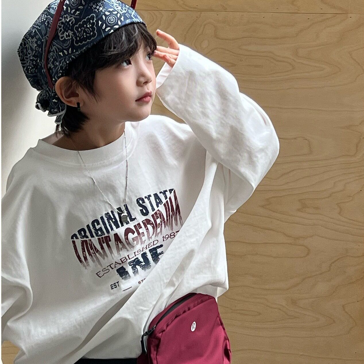 波拉童装2026春装春款童装儿童长袖T恤 韩版字母纯棉宽松男女童洋