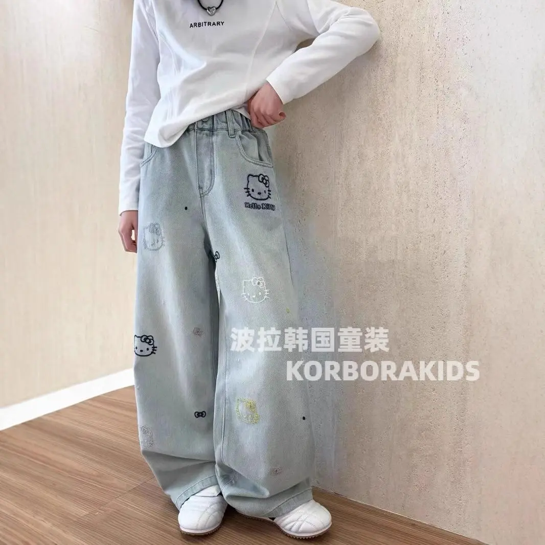 2025春装波拉韩国童装男女童中大童韩版牛仔裤直筒裤儿童休闲裤子
