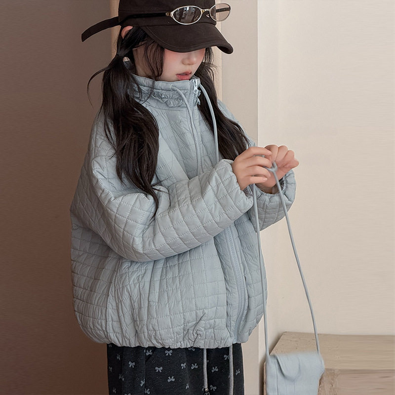 波拉童装女童韩系立领花边绗线小棉服2026冬装冬装小女孩超好看棉