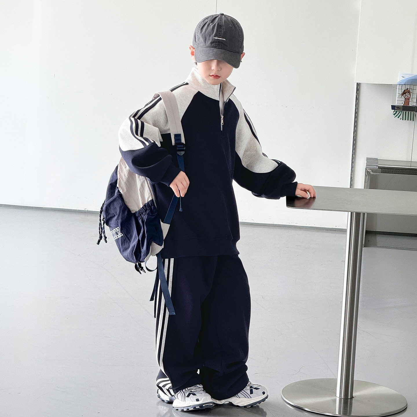 波拉童装男童秋季套头针织套装2026秋装春秋款中大童运动酷帅气休