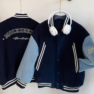 2025冬装波拉韩国童装男女童儿童毛呢面料棒球服夹克夹棉呢料外套