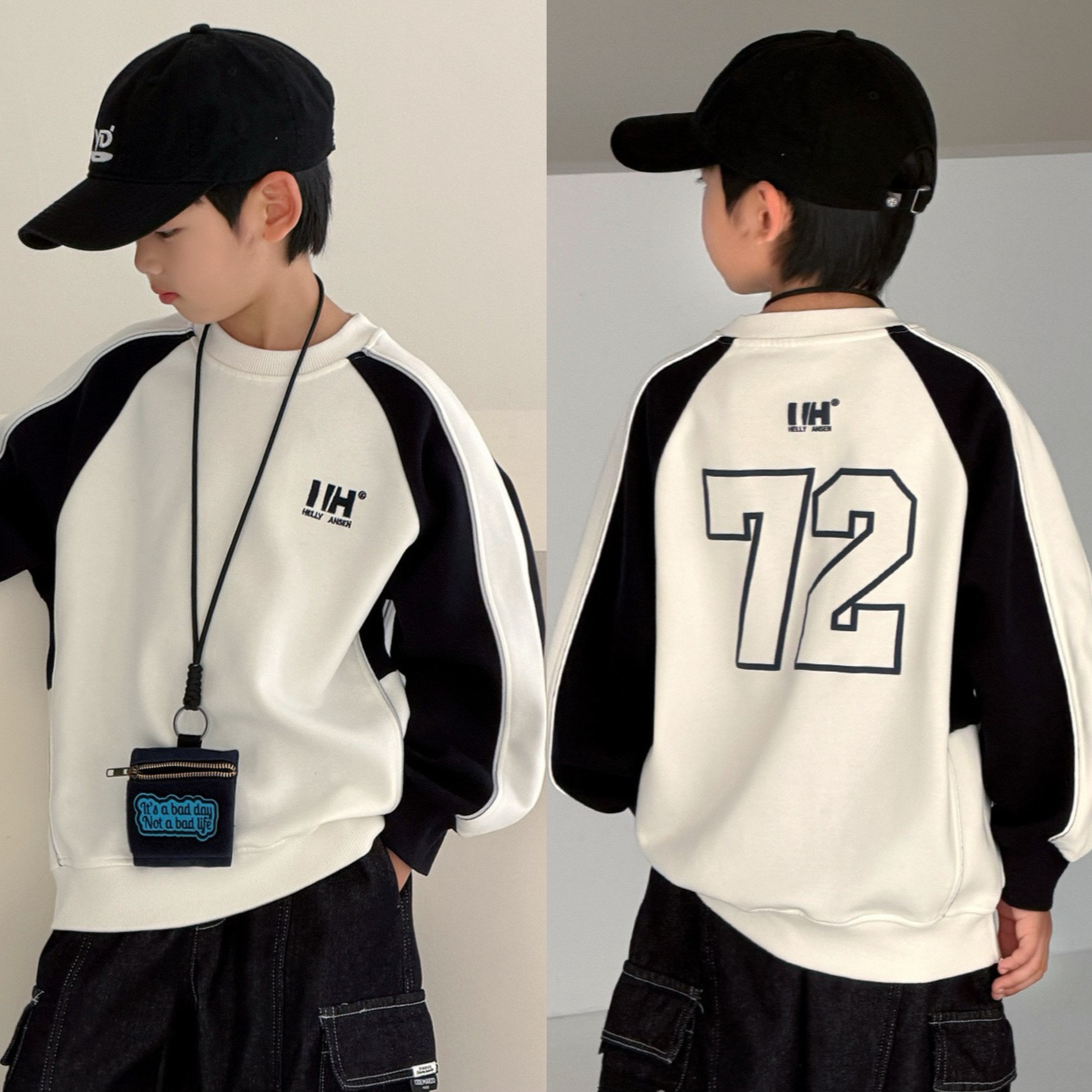 2026春装波拉童装男童棒球卫衣中大童痞帅休闲运动上衣圆领套头衫