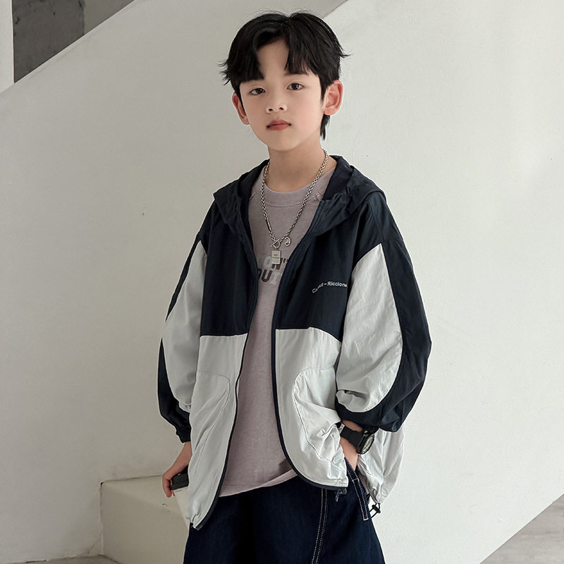 波拉童装男童防晒衣外套2025夏季轻薄款中大儿童男孩夏装防晒服冰