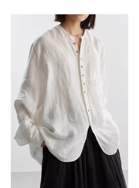 ~KA**IAL男女同款~穿上才知有多好银扣亚麻人字纹衬衫麻