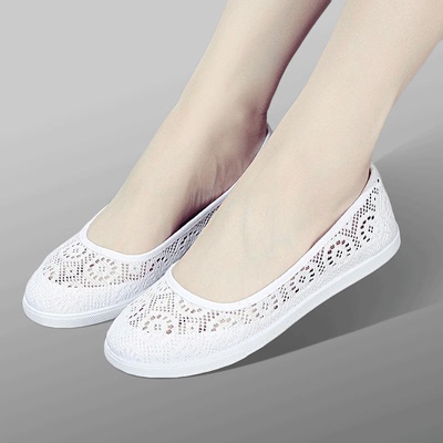 一字护士夏天镂空透气老北京布鞋