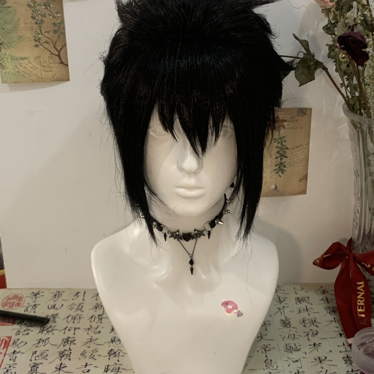 【动漫火影忍者佐助cosplay】造型装扮黑色全头套假发易造型
