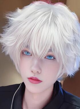 白色假发男日系cos正太少年感动漫日常可爱dk自然蓬松基佬全头套