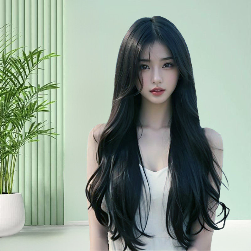 新款长卷发长发大波浪假发发自然全头套百搭中分八字仿真慵懒刘海