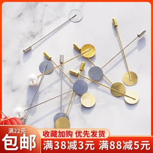 手工自制饰品 保色合金珍珠胸针diy配件一字披肩毛衣围巾针可拆装
