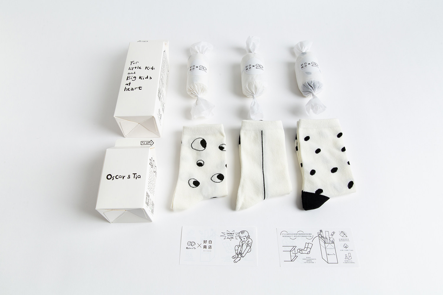 好白合作款 OscarTia牛奶盒 设计师袜 ins风图案潮袜礼盒送礼好物