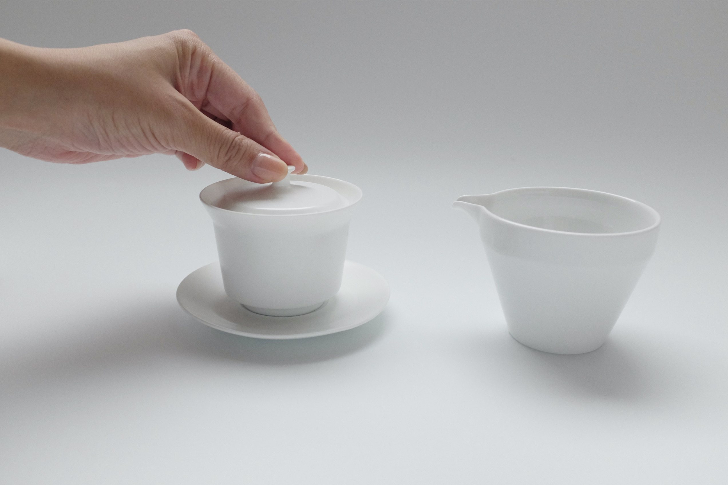 memento盖碗茶杯 简约现代功夫茶具泡茶器亮白哑白白瓷 好白商店