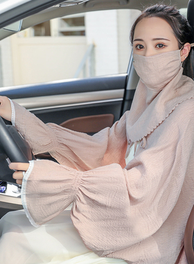 夏季手套防晒女长宽松披肩女棉麻